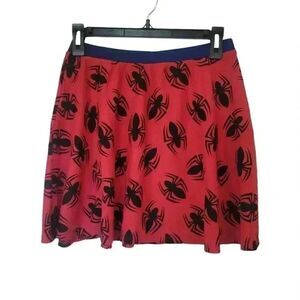 Marvel Women's Red & Black Spider Girl Print Poly Knit A-Line Pull On Elastic Wa